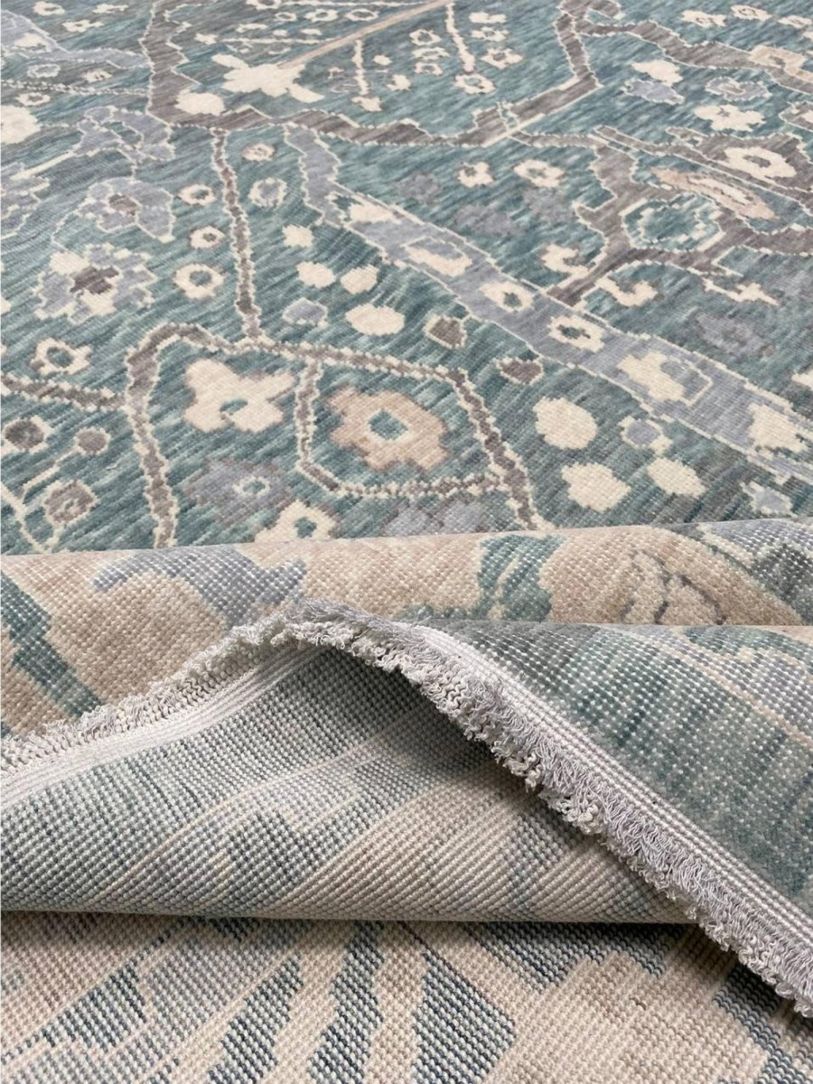 13x16 Hand-Loomed Turkish Oushak Area Rug im Angebot 5