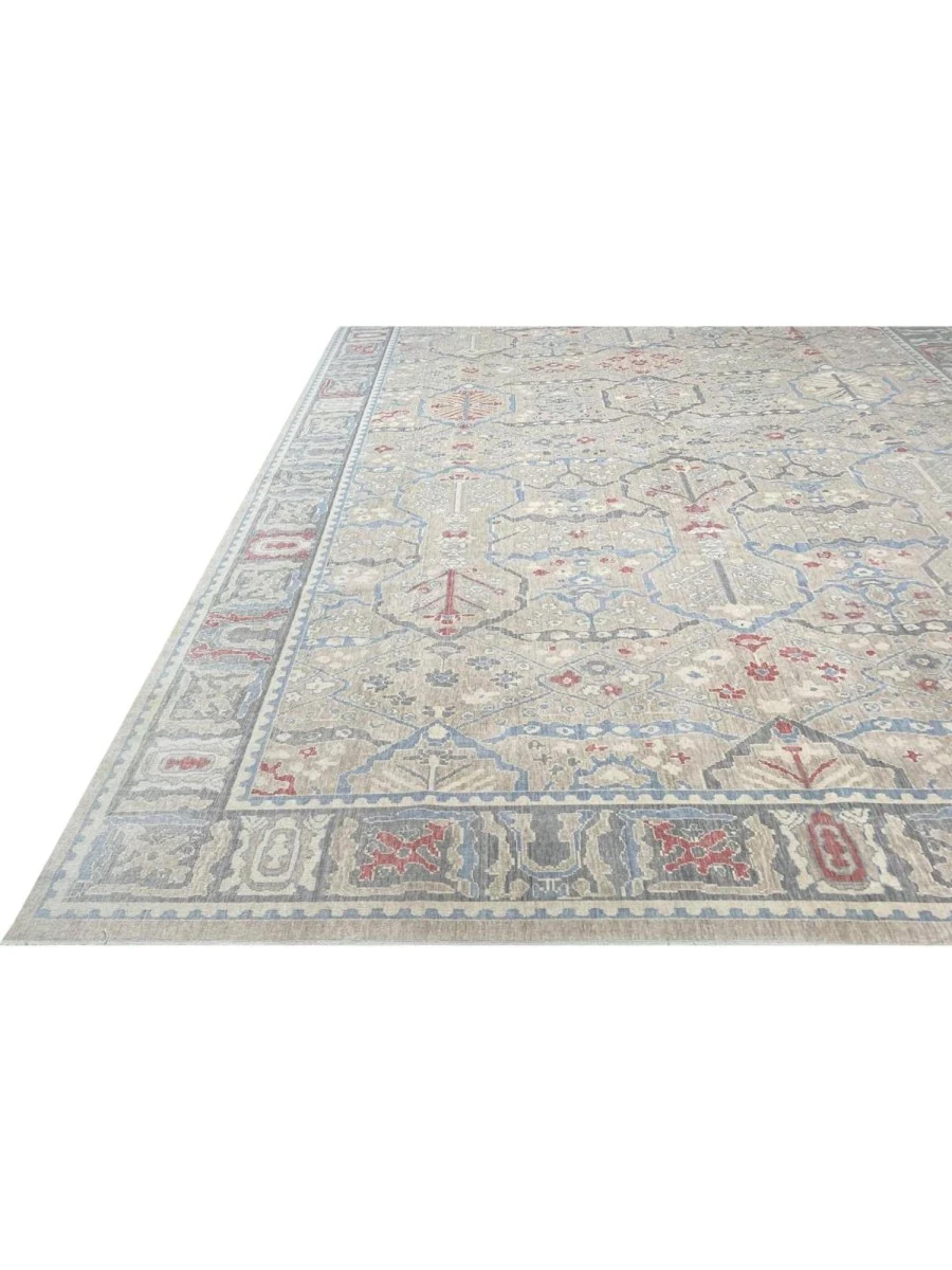 13x16 Hand-Loomed Turkish Oushak Area Rug Turco en venta