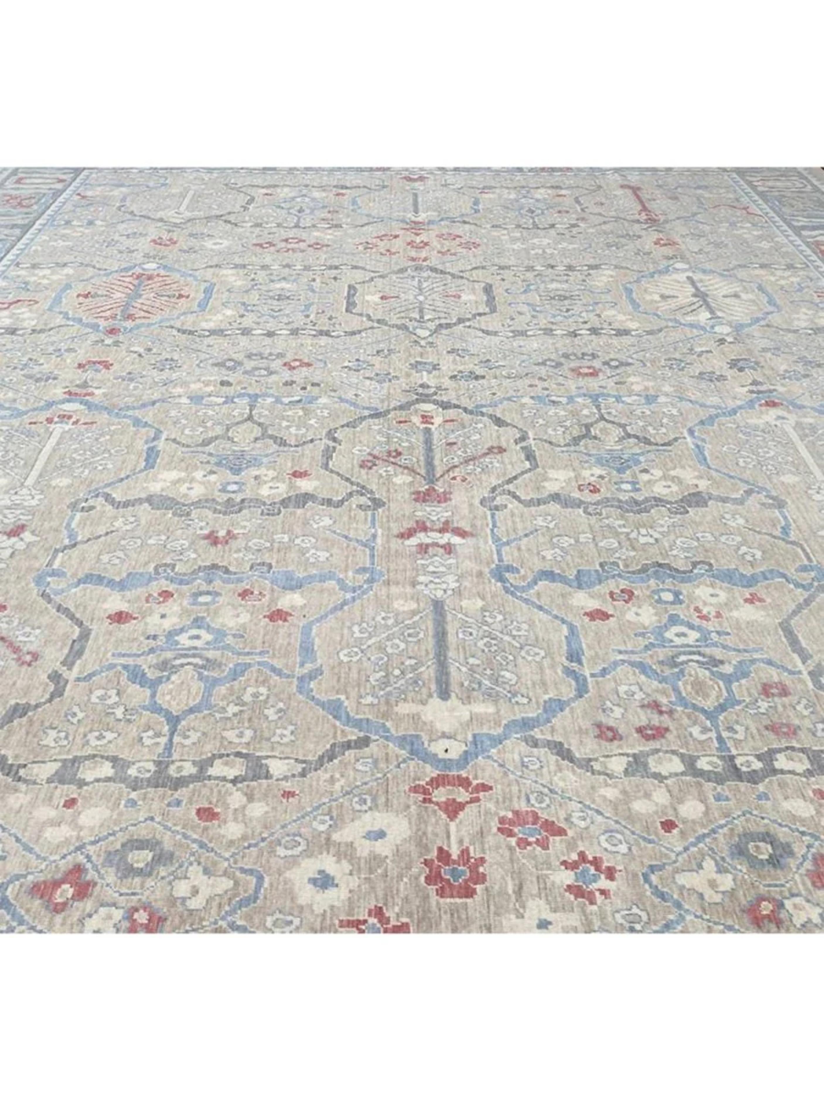 13x16 Hand-Loomed Turkish Oushak Area Rug Anudado a mano en venta