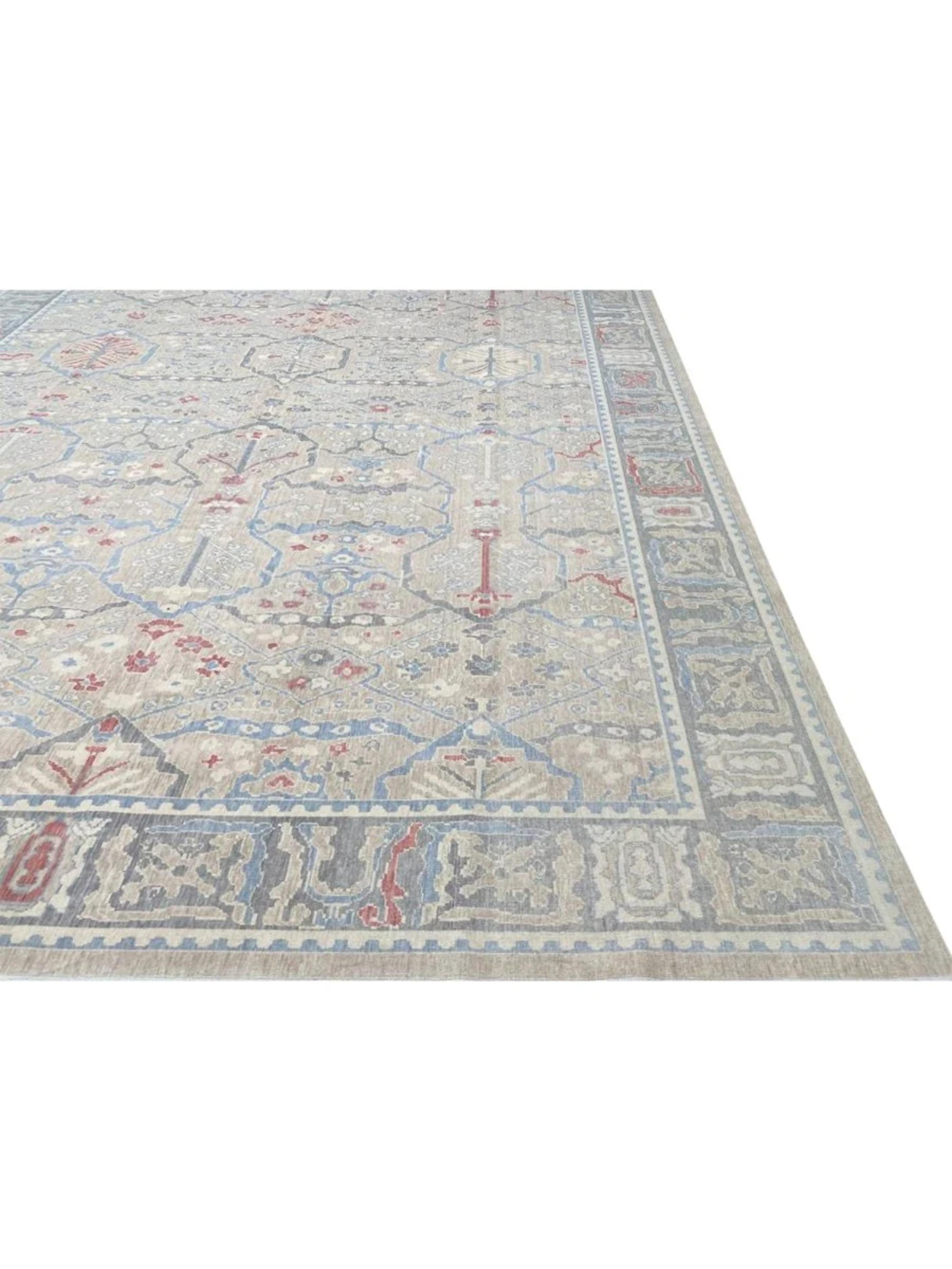 13x16 Hand-Loomed Turkish Oushak Area Rug Siglo XXI y contemporáneo en venta