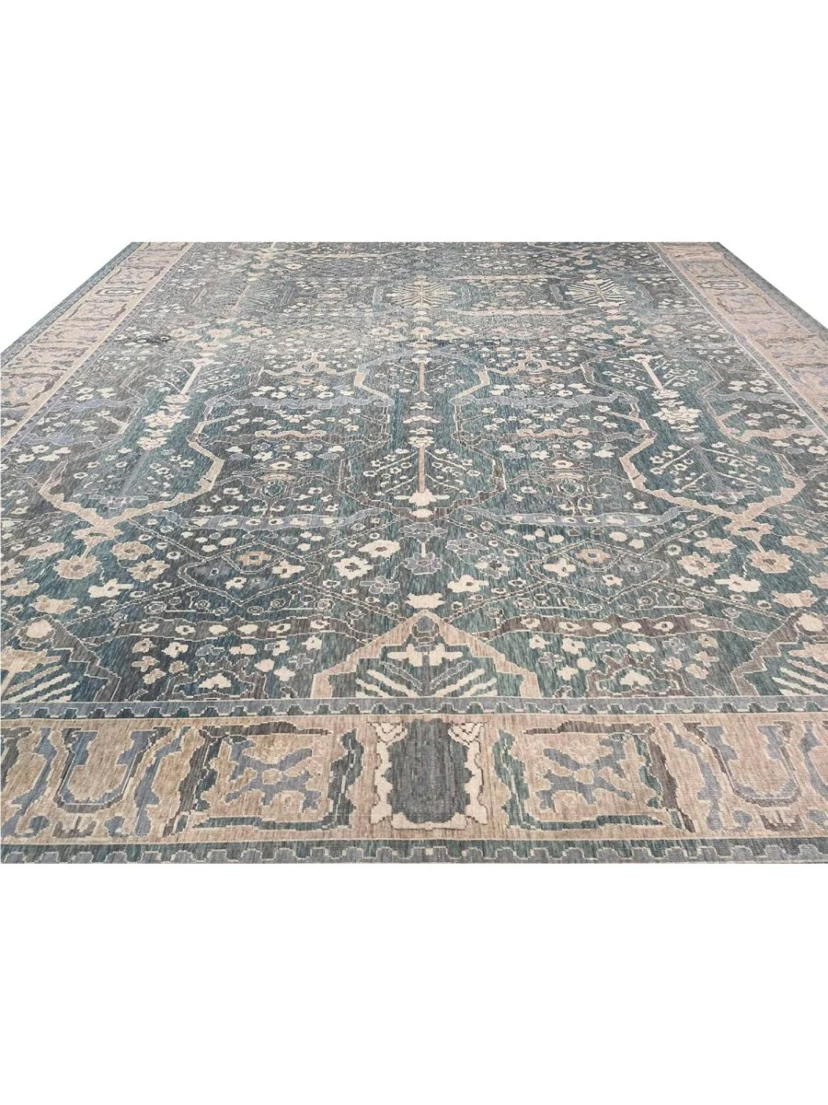 13x16 Hand-Loomed Turkish Oushak Area Rug im Angebot 2