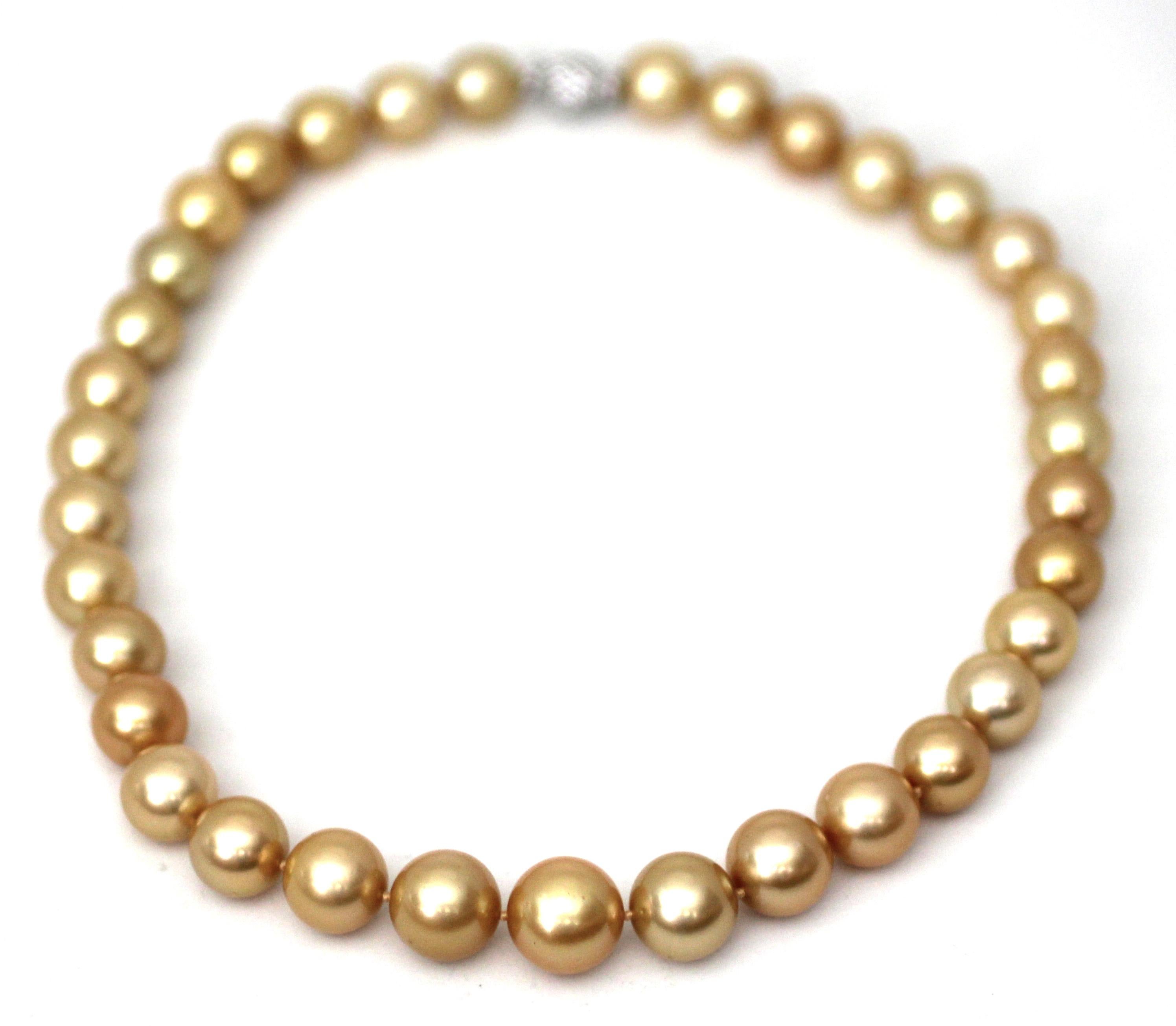 Perle Hakimoto Collier de perles des mers du Sud dorées de 16 x 13 mm de couleur naturelle en vente