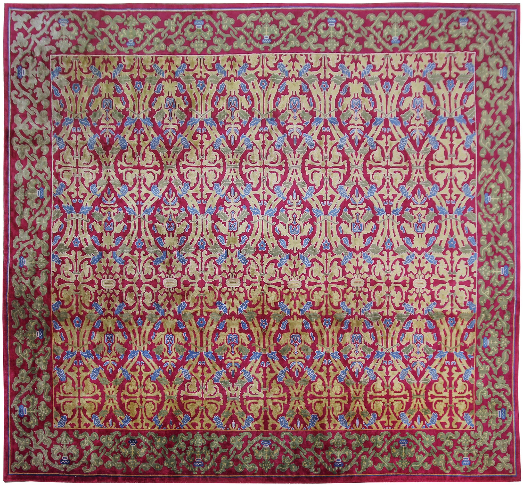 13x16 Großer Vintage Art Deco Teppich Jugendstil Teppich Europäischer Kunsthandwerksteppich

