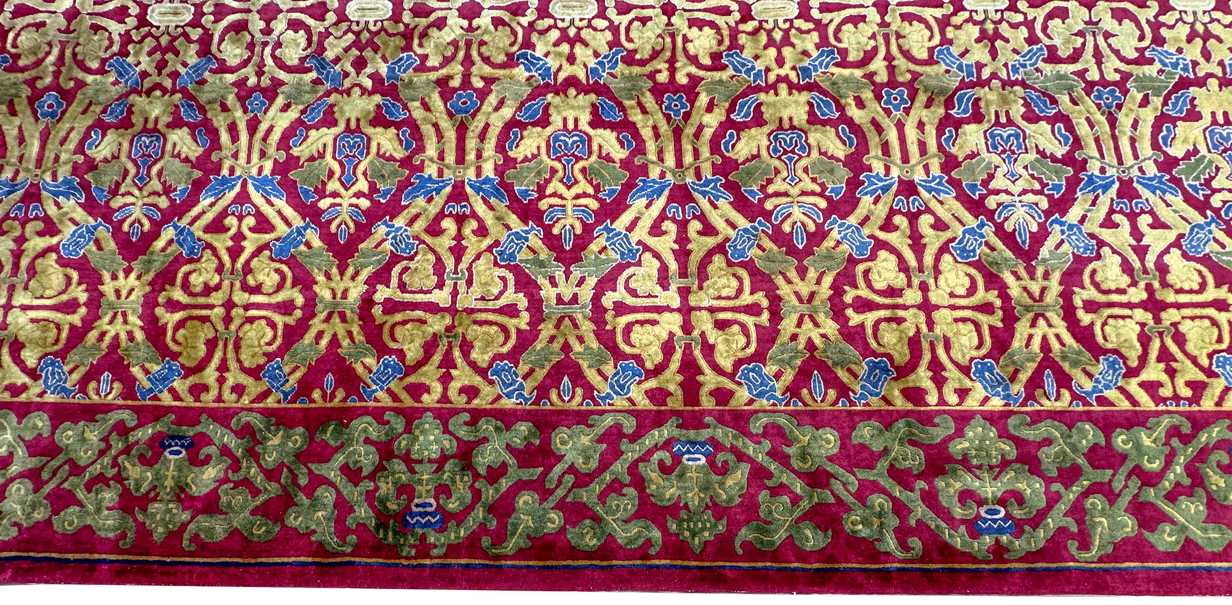 13x16 Großer Vintage Art Deco Teppich Jugendstil Teppich Europäischer Kunsthandwerksteppich (Gewebt) im Angebot