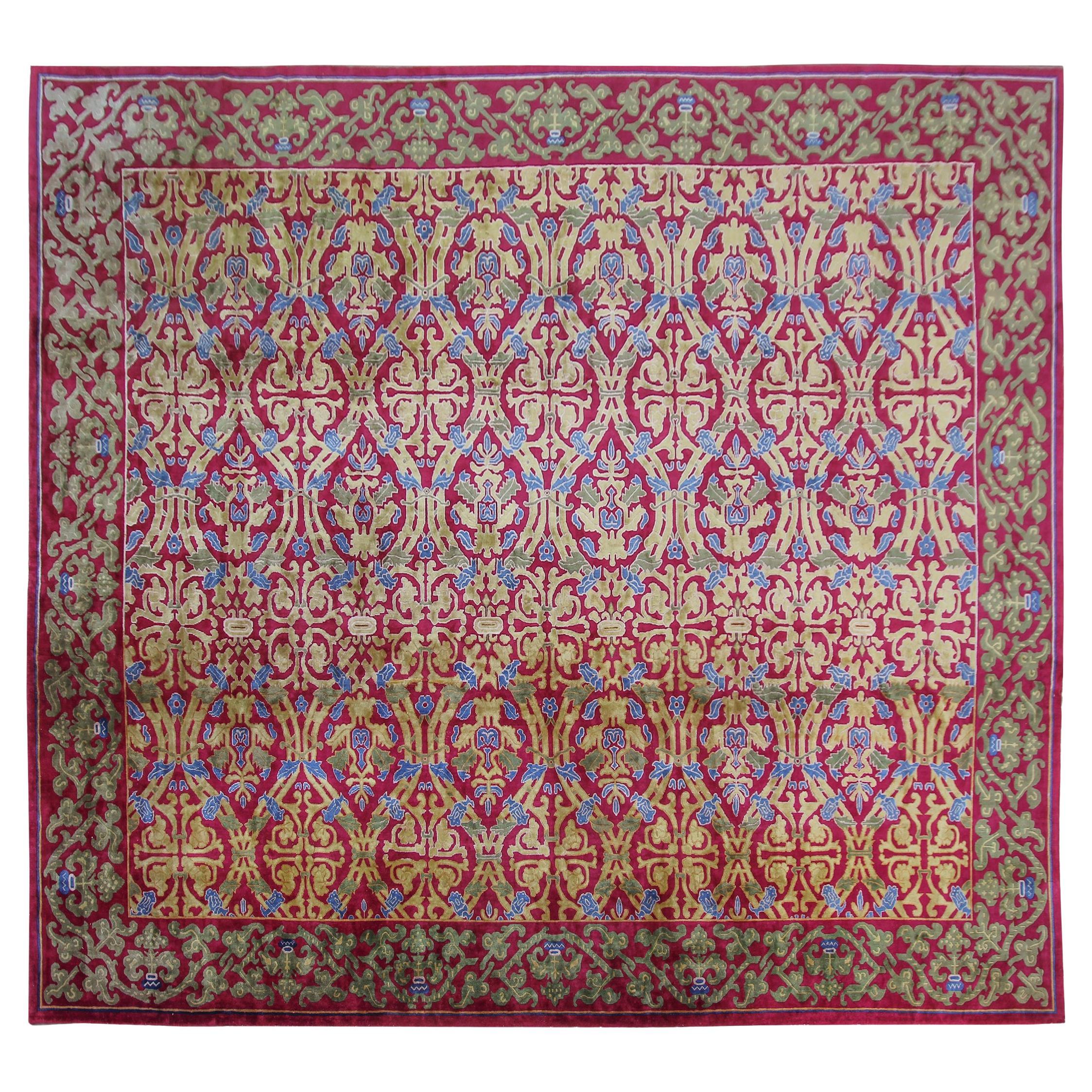13x16 Großer Vintage Art Deco Teppich Jugendstil Teppich Europäischer Kunsthandwerksteppich im Angebot