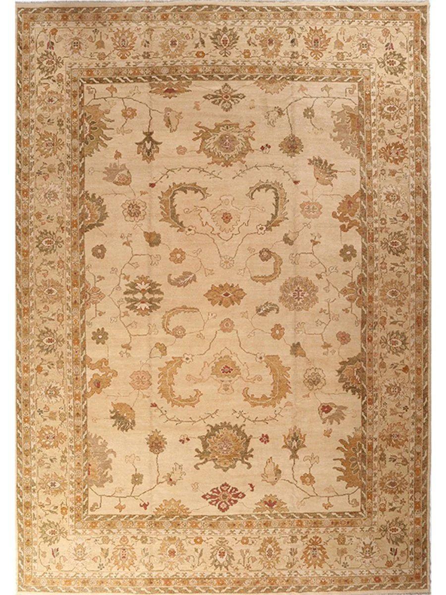 XXI secolo e contemporaneo Tappeto per l'area Oushak turco 13x18 annodato a mano in vendita