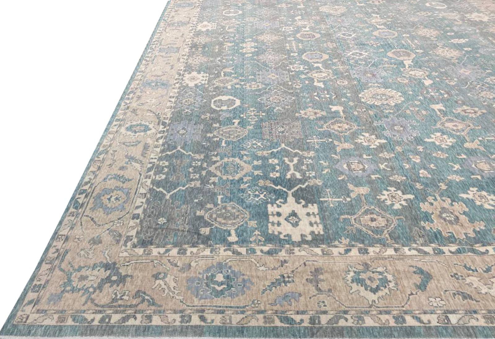 13x19 Türkischer Oushak-Teppich im Angebot 7