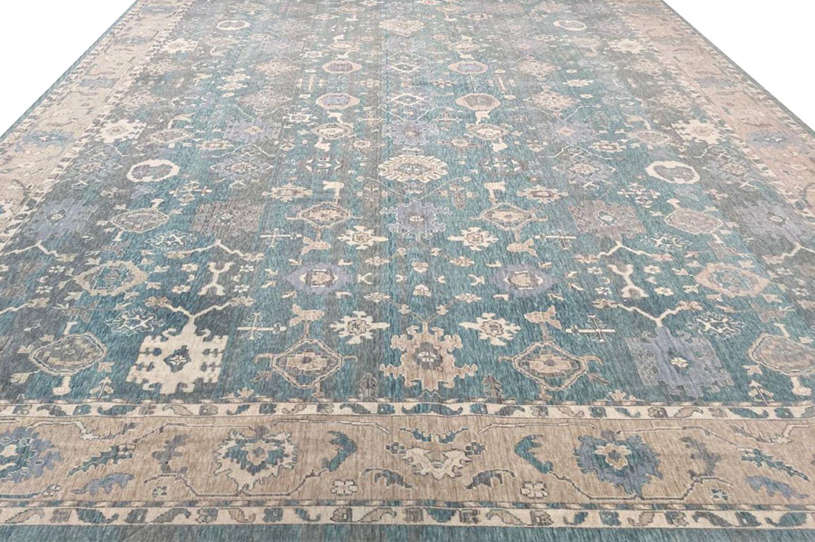 13x19 Türkischer Oushak-Teppich (Wolle) im Angebot