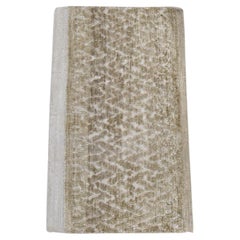 1'3"x2' Brown Real Silk with Oxidized Wool Hand Knotted Modern Design Rug