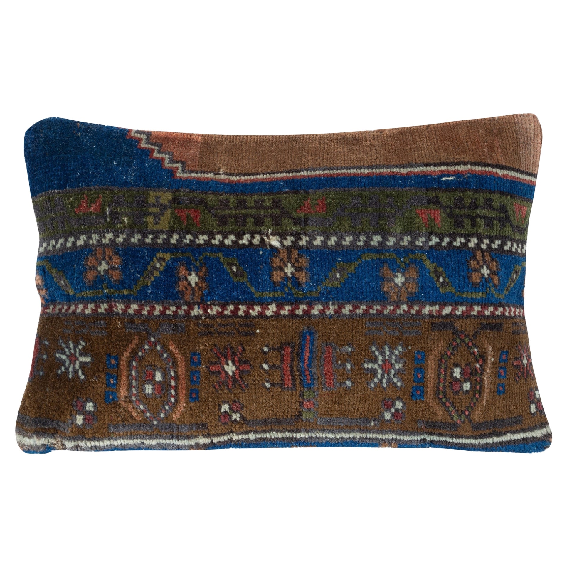 13"x20" Hand-knotted Wool Rug Cushion Cover. Turkish Accent Pillow Cover