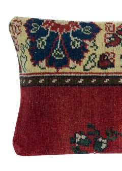 13"x20" Handknotted Turkish Cushion Cover. Rug Throw Pillow. Vintage Toss Pillow