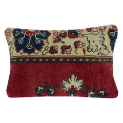 13"x20" Handknotted Turkish Cushion Cover. Rug Throw Pillow. Vintage Toss Pillow
