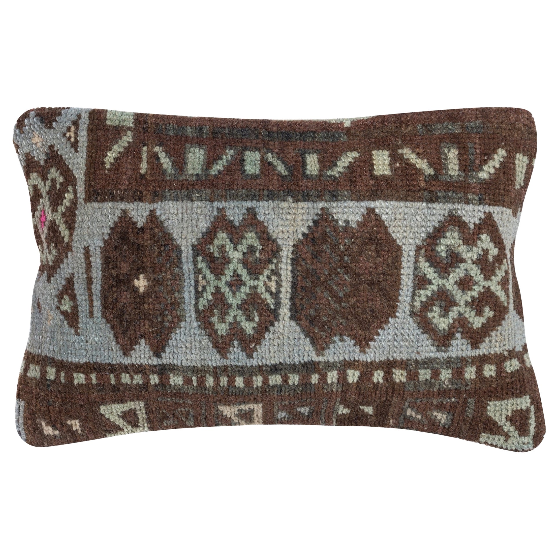 Funda de cojín turca anudada a mano 13 "x20". Almohada. Cojín Vintage