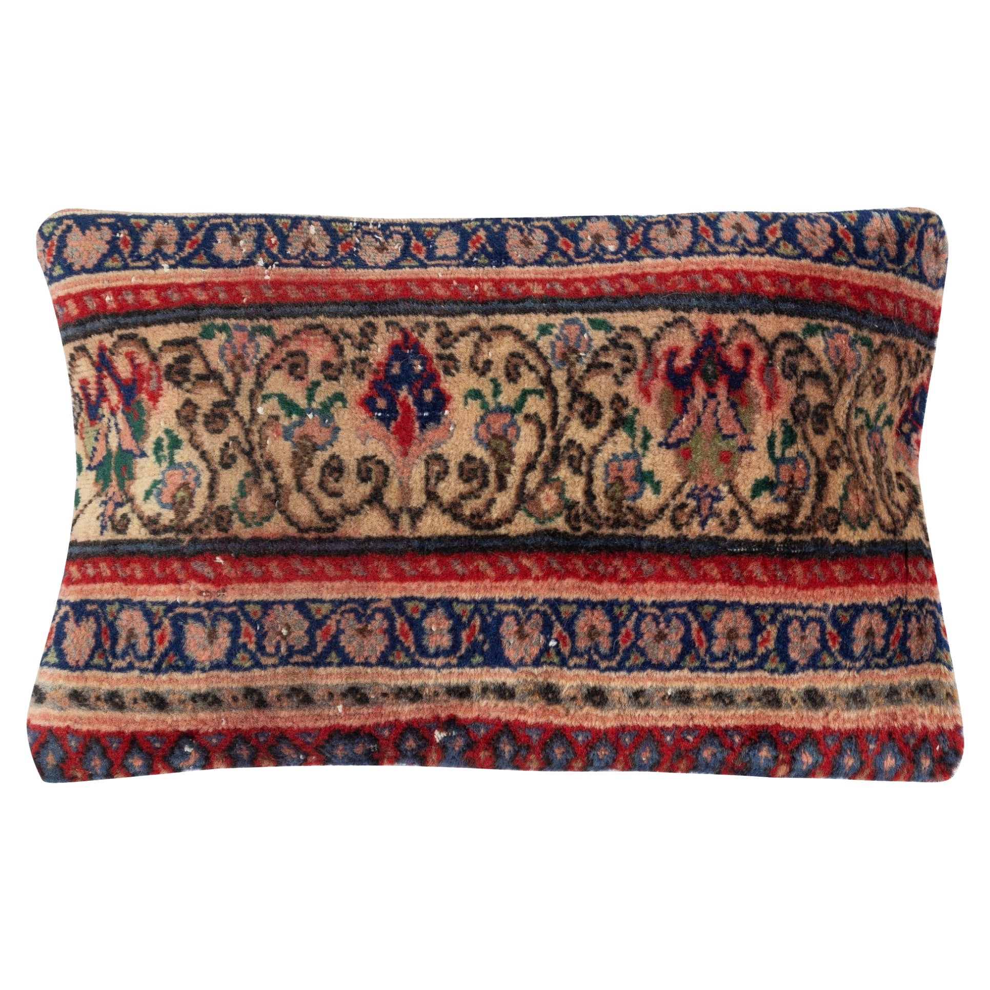 13"x20" Rustic Handmade Cushion Cover. Vintage Turkish Rug Pillow. Lumbar Pillow