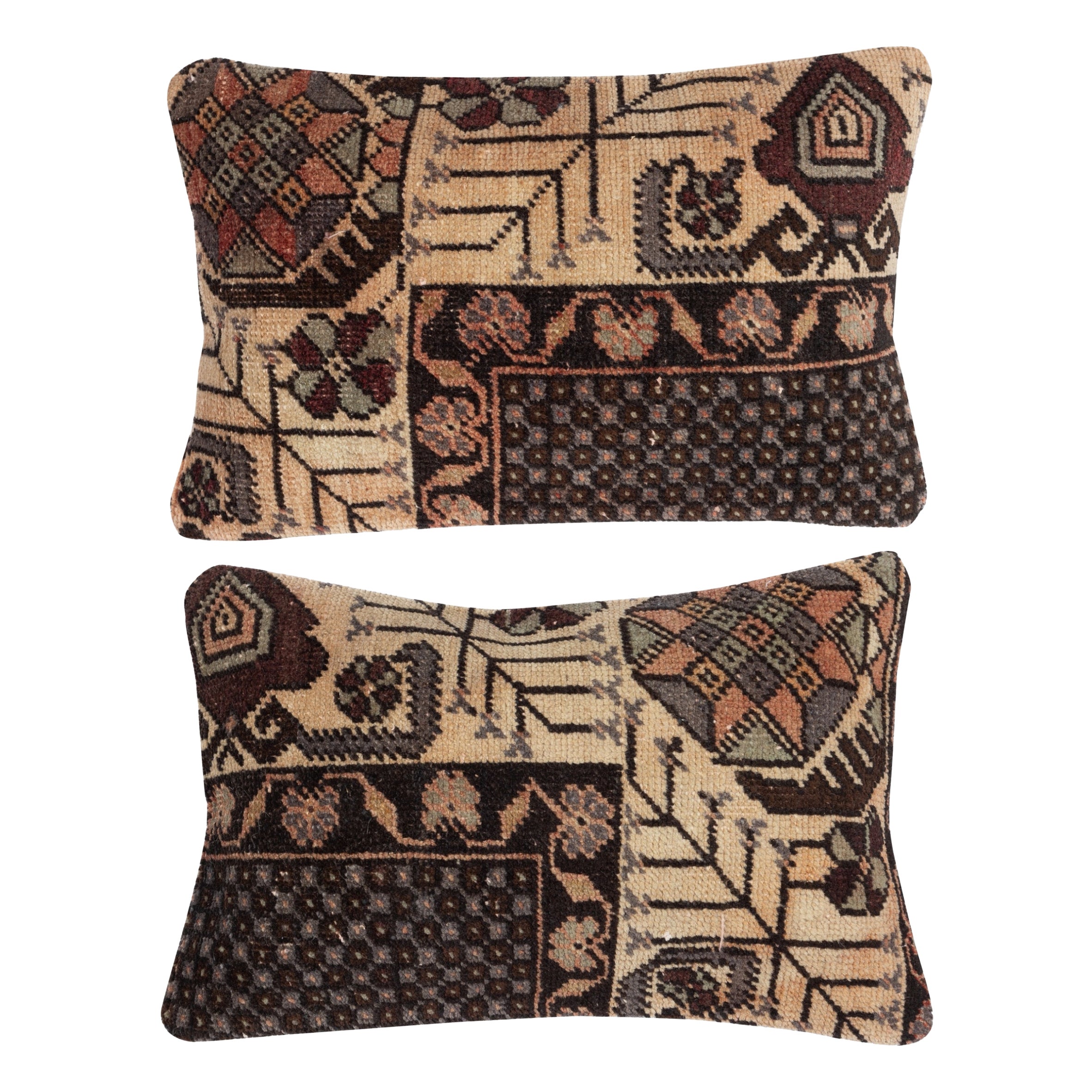 13 "x20" SET OF 2 - Vintage Wolle Kissenbezüge. Teppich-Kissen. Woll-Kopfkissen