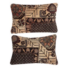 13"x20" SET OF 2 - Vintage Wool Cushion Covers. Rug Pillows. Wool Throw Pillows