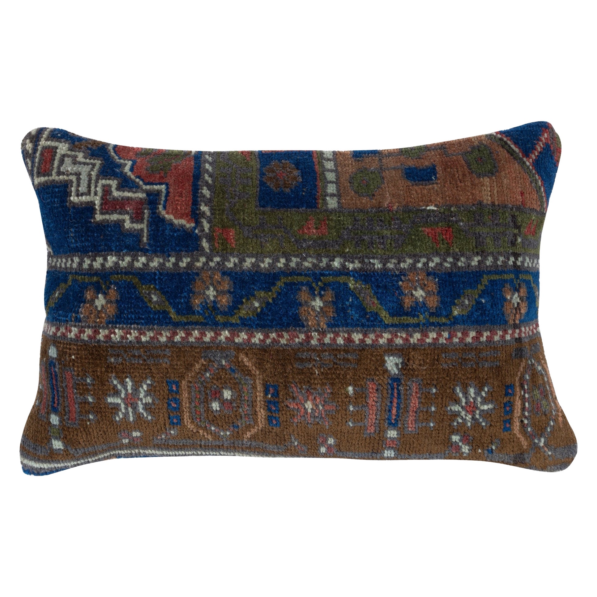 13"x20" Vintage Toss Pillow Cover. Lumbar Pillow. Handmade Rug Cushion Cover