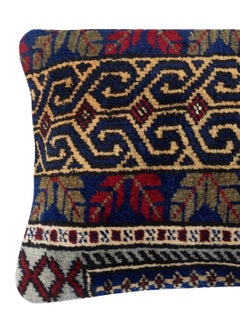 13"x20" Vintage Turkish Cushion Cover. Handknotted Rug Pillow. Throw Pillow