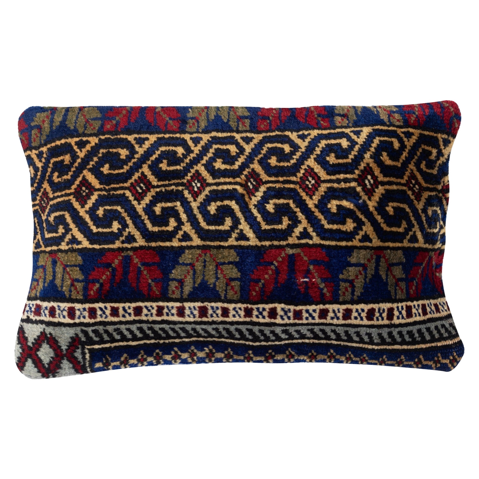 Copricuscino turco vintage 13 "x20". Tappeto annodato a mano Cuscino. Cuscino da tavolo