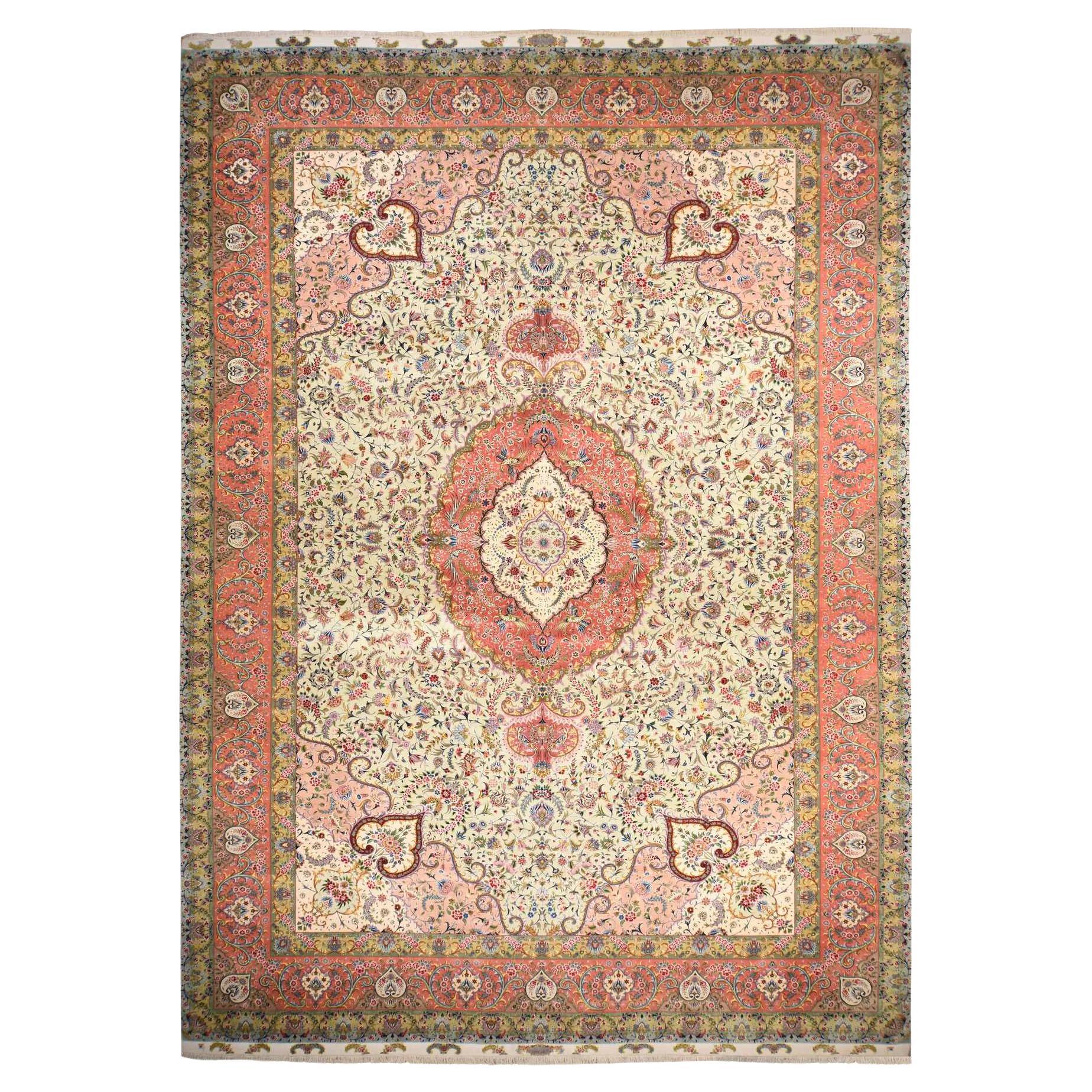 Tappeto Avorio New Persian Tabriz 400 KPSI in Lana e Seta Annodato a Mano 13
x20
3