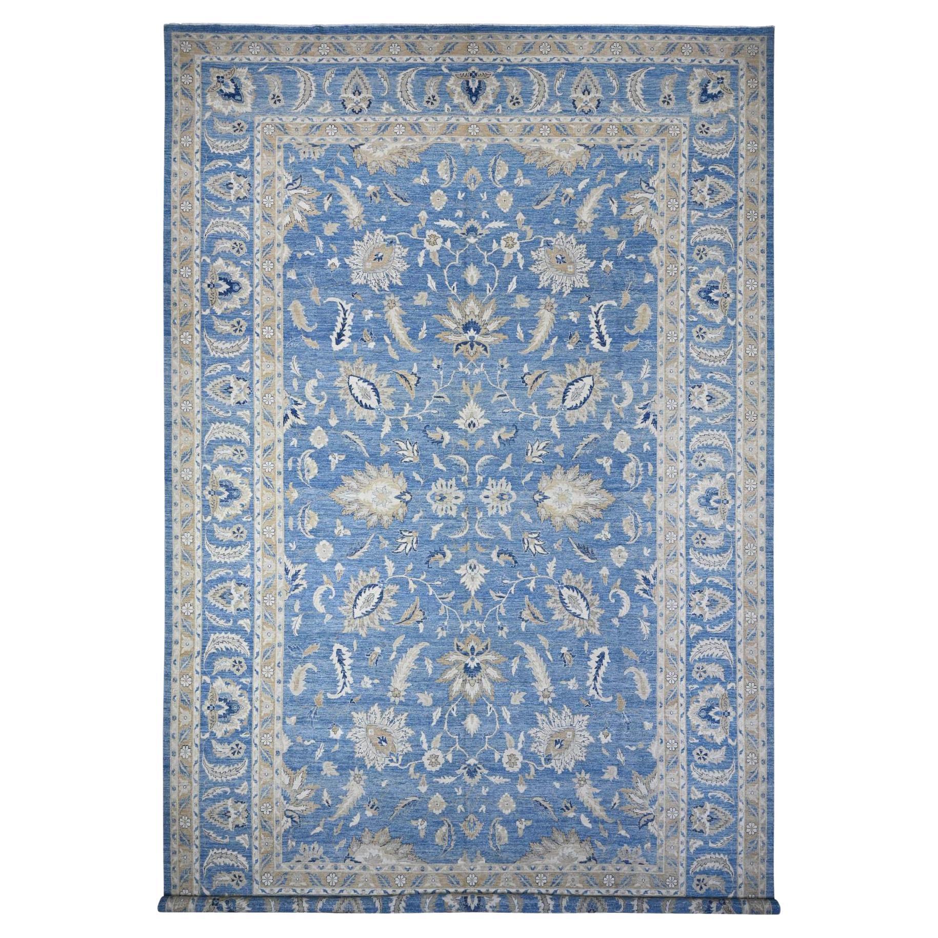 13'x20'7" Jeans Blue All Over Mahal Design Hand Knotted Oversized Oriental Rug