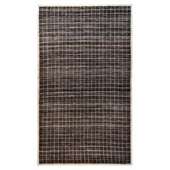 13'x21'9" Brown Moroccan Weave with Grid Design Hand Knotted Natural Wool XL Rug