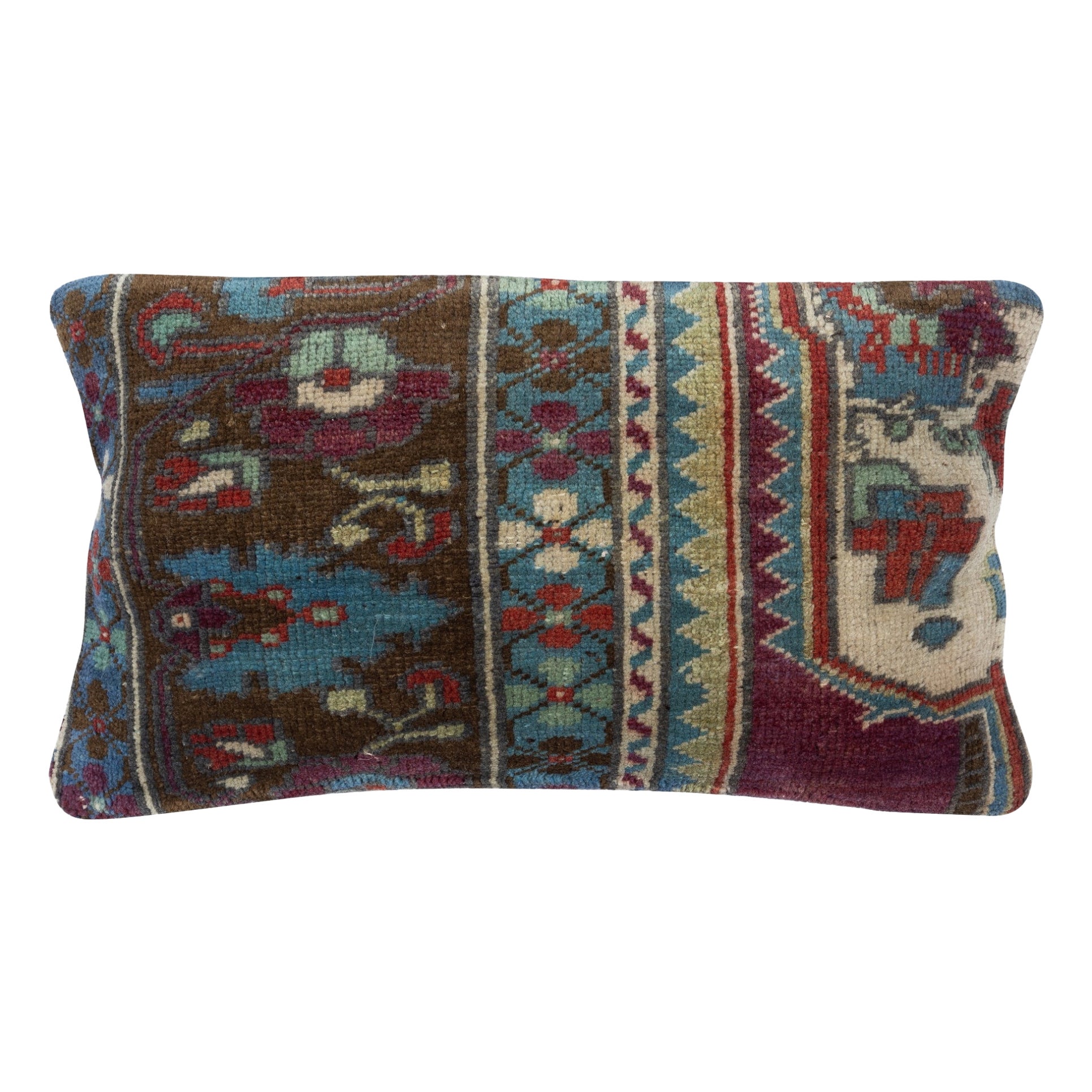 13"x24" Hand-made Turkish Rug Cushion Cover. Rustic Throw Pillow. Lumbar Pillow in vendita