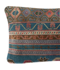 13"x24" Vintage Handmade Rug Cushion Cover. Lumbar Pillow. Throw Pillow Cover