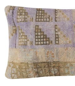 13"x24" Vintage Wool Cushion Cover. Handknotted Rug Pillow. Turkish Throw Pillow