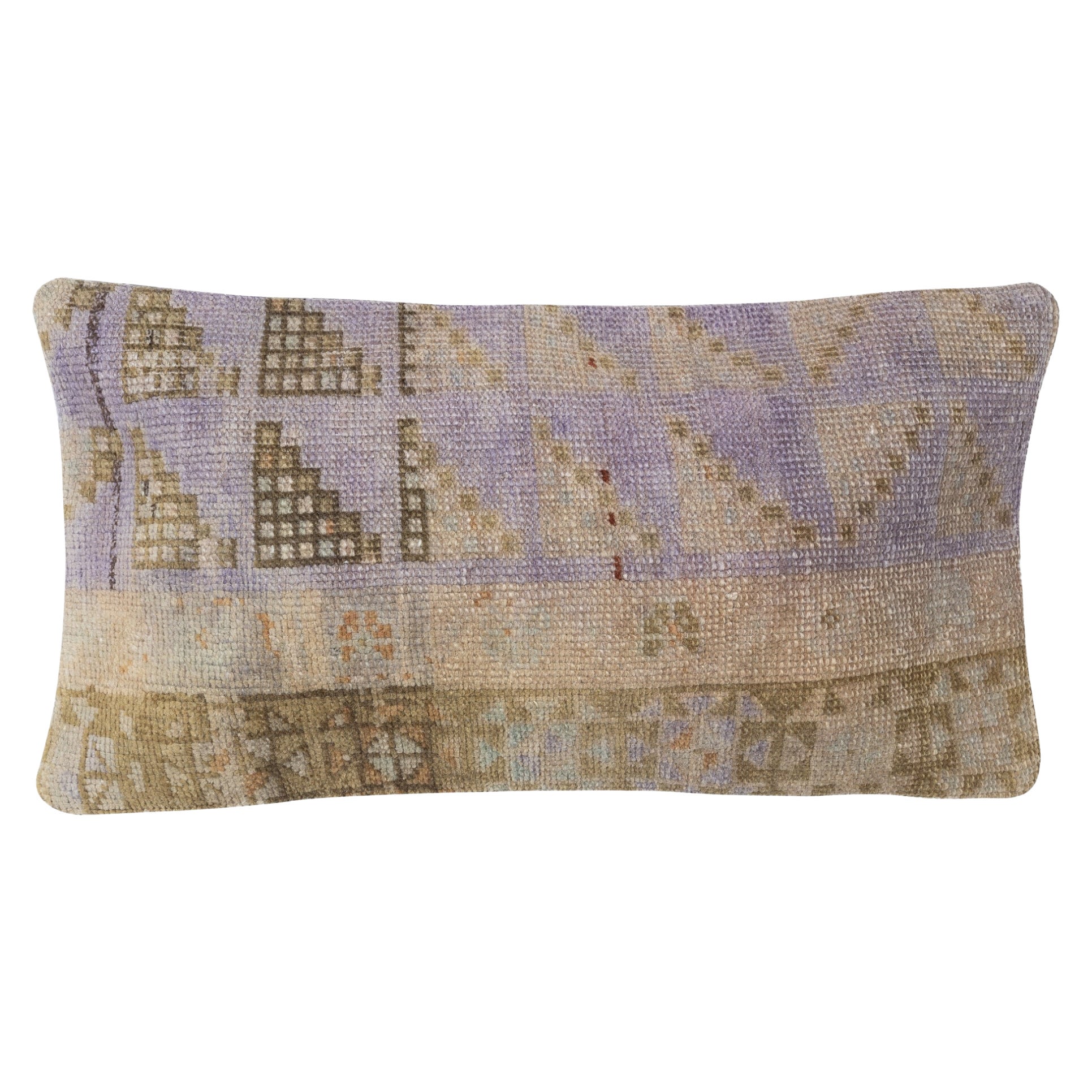 13 "x24" Vintage Wolle Kissenbezug. Handgeknüpftes Teppichkissen. Türkisches Wurfkissen