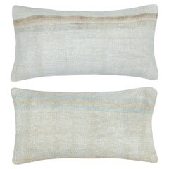 SET DI 2 COPRICUSCINI 13 "x26" - Copricuscini intrecciati a mano. Fodere per cuscini lombari in kilim vintage