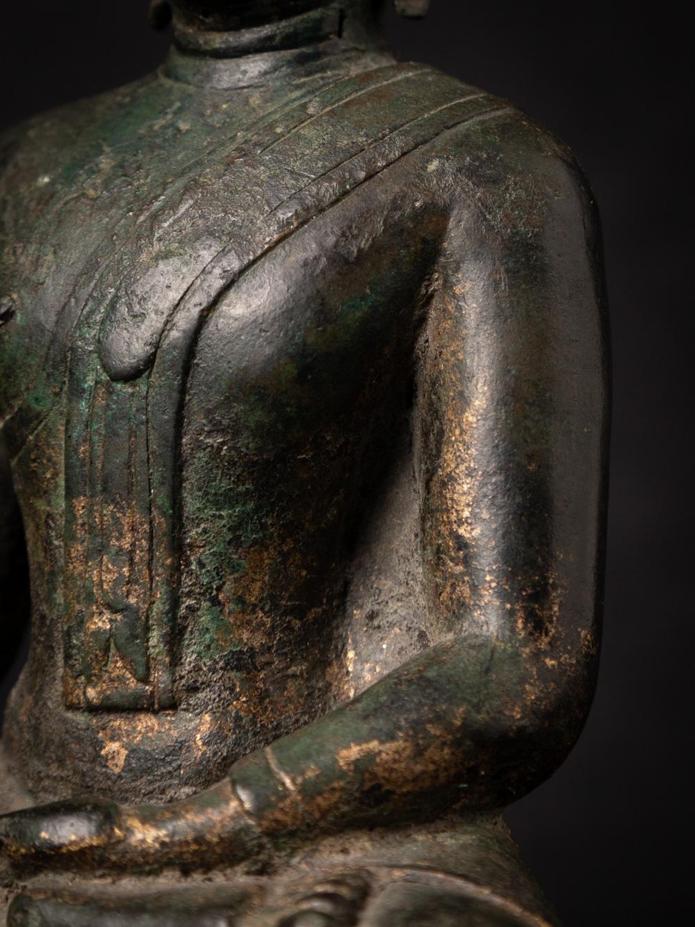14-15th century antique bronze Thai Buddha statue in Bhumisparsha Mudra 12