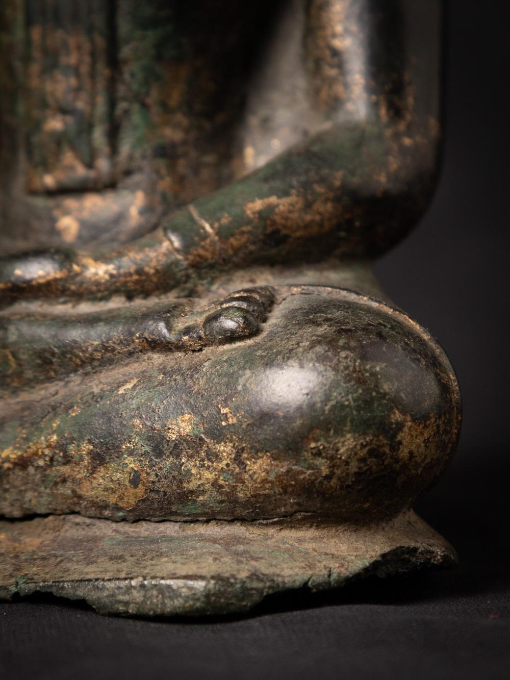 14-15th century antique bronze Thai Buddha statue in Bhumisparsha Mudra 14