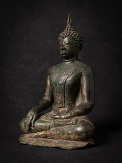 14-15th century antique bronze Thai Buddha statue in Bhumisparsha Mudra