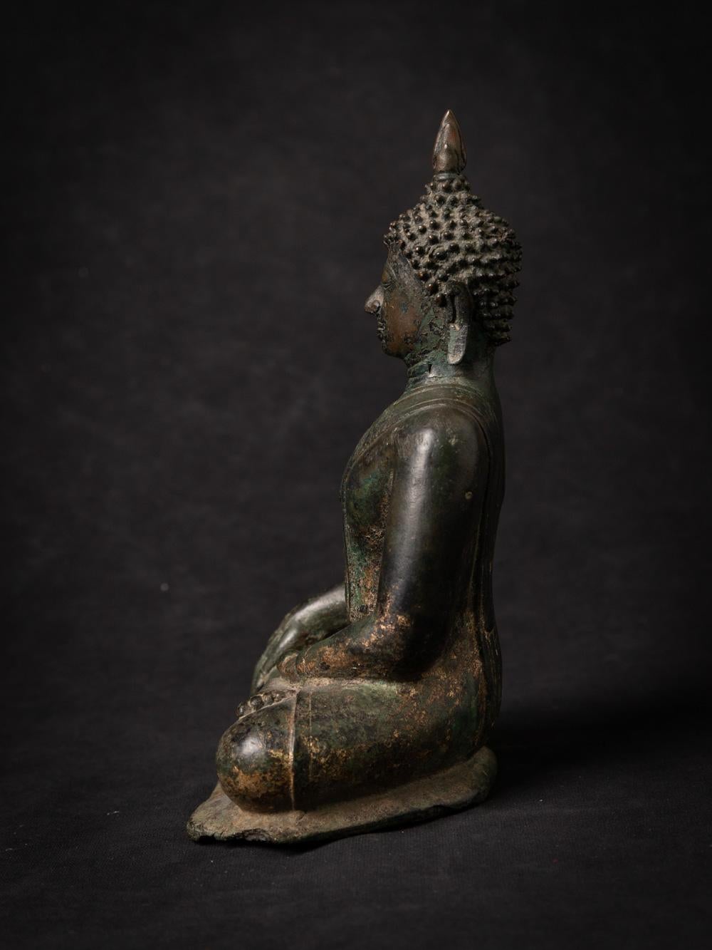 14-15th century antique bronze Thai Buddha statue in Bhumisparsha Mudra In Good Condition In DEVENTER, NL