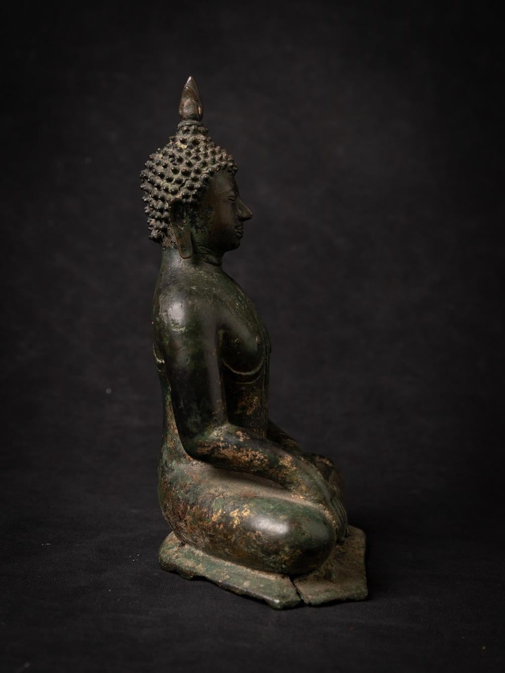 Bronze 14-15th century antique bronze Thai Buddha statue in Bhumisparsha Mudra