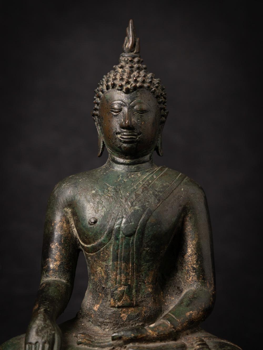 14-15th century antique bronze Thai Buddha statue in Bhumisparsha Mudra 3