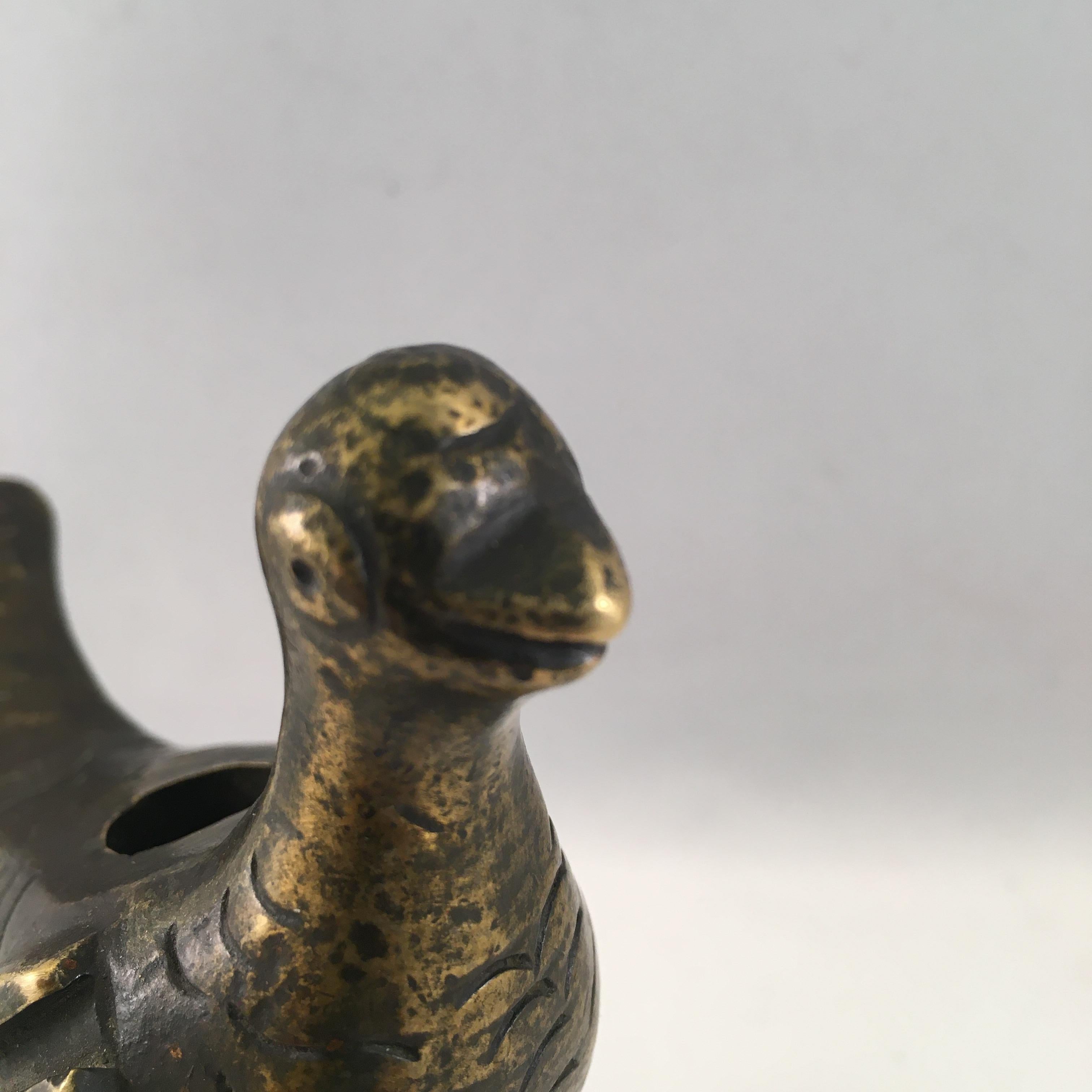 Medieval 14th-15th Century Bronze Fragment of a Bird, to Mount on a Candlestick For Sale