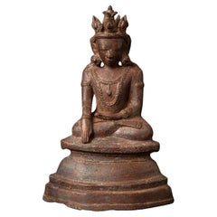 Speziale antike Arakan-Buddha-Statue aus Bronze aus Burma aus dem 14.-15. Jahrhundert