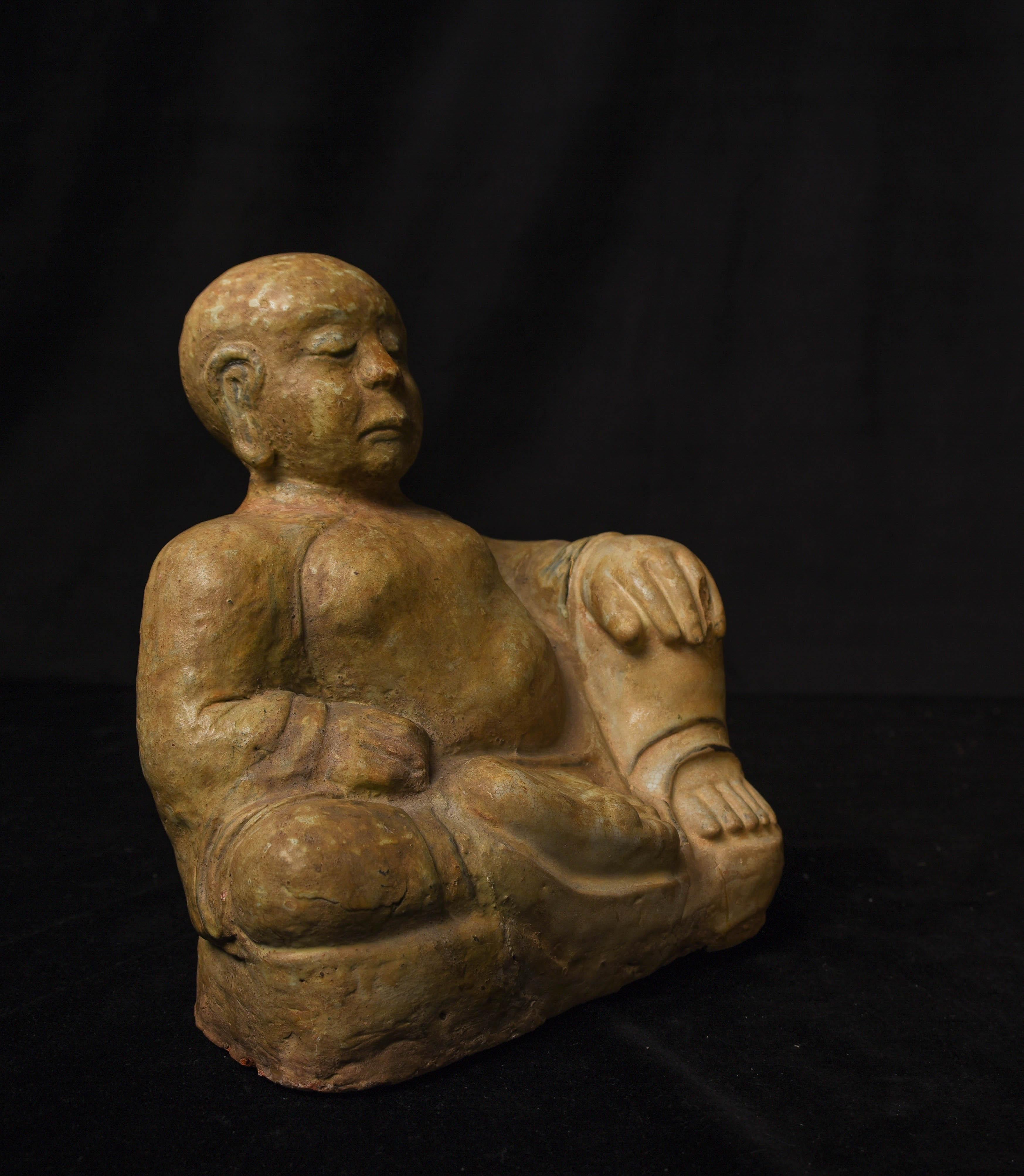 18th Century and Earlier 14 /15th Century Thai Figure. Sculpted Out of Sawankalok For Sale