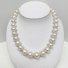 South Sea White Circled Button Pearl Necklace with Gold Clasp