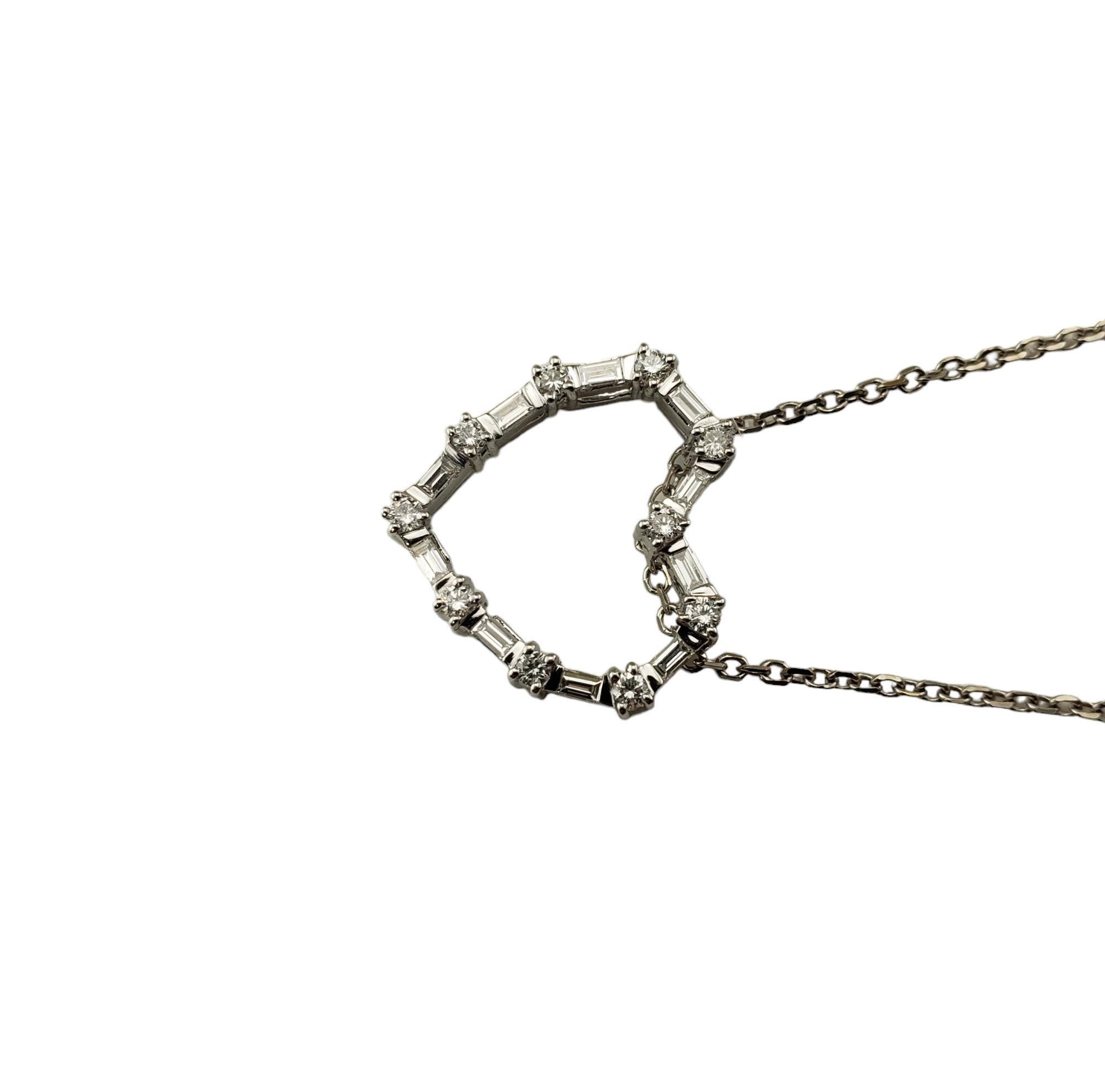 Round Cut  14/18 Karat White Gold Diamond Heart Pendant Necklace #15574 For Sale