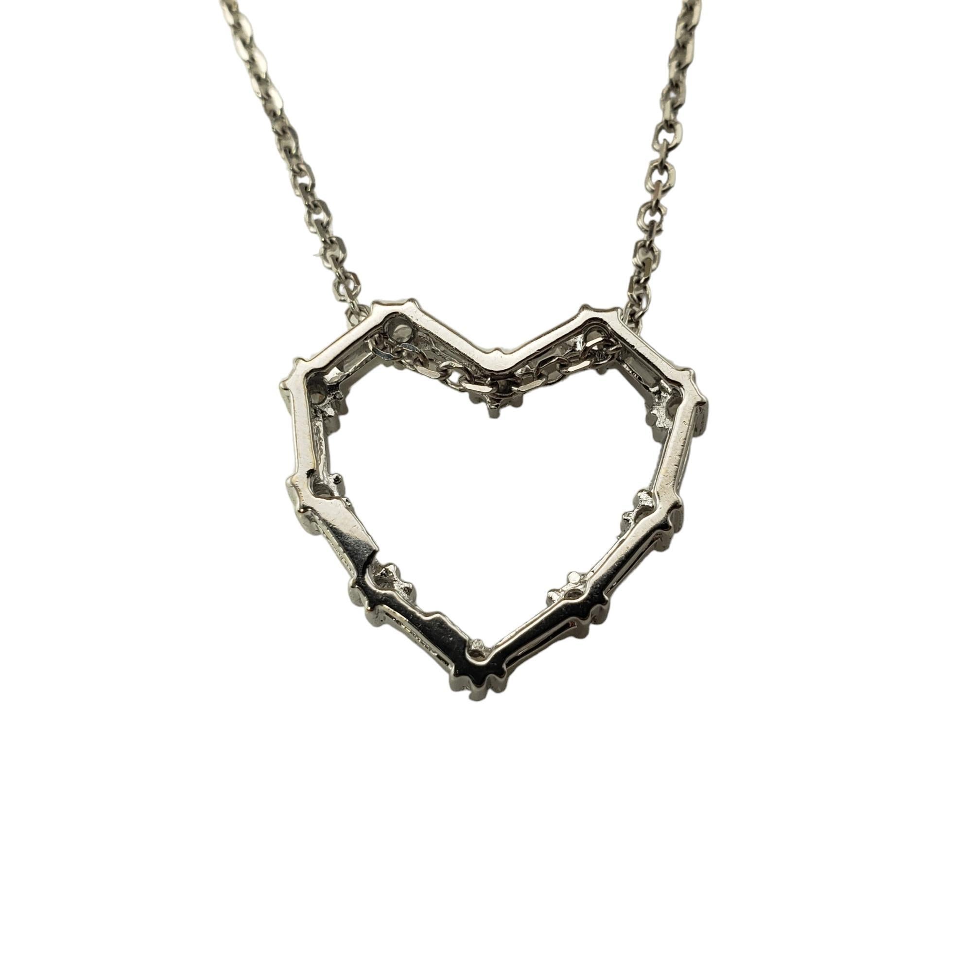 Women's  14/18 Karat White Gold Diamond Heart Pendant Necklace #15574 For Sale