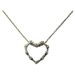  14/18 Karat White Gold Diamond Heart Pendant Necklace #15574