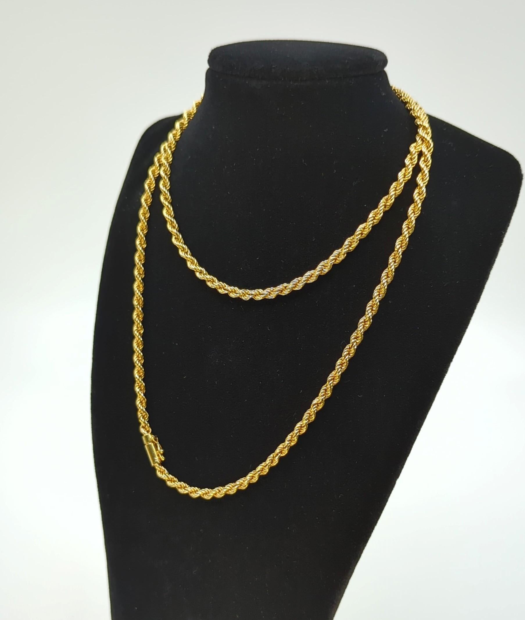 720 Marked (14-18K) Designer 3,5mm Durchmesser Gelbgold Seil Kette Halskette 27