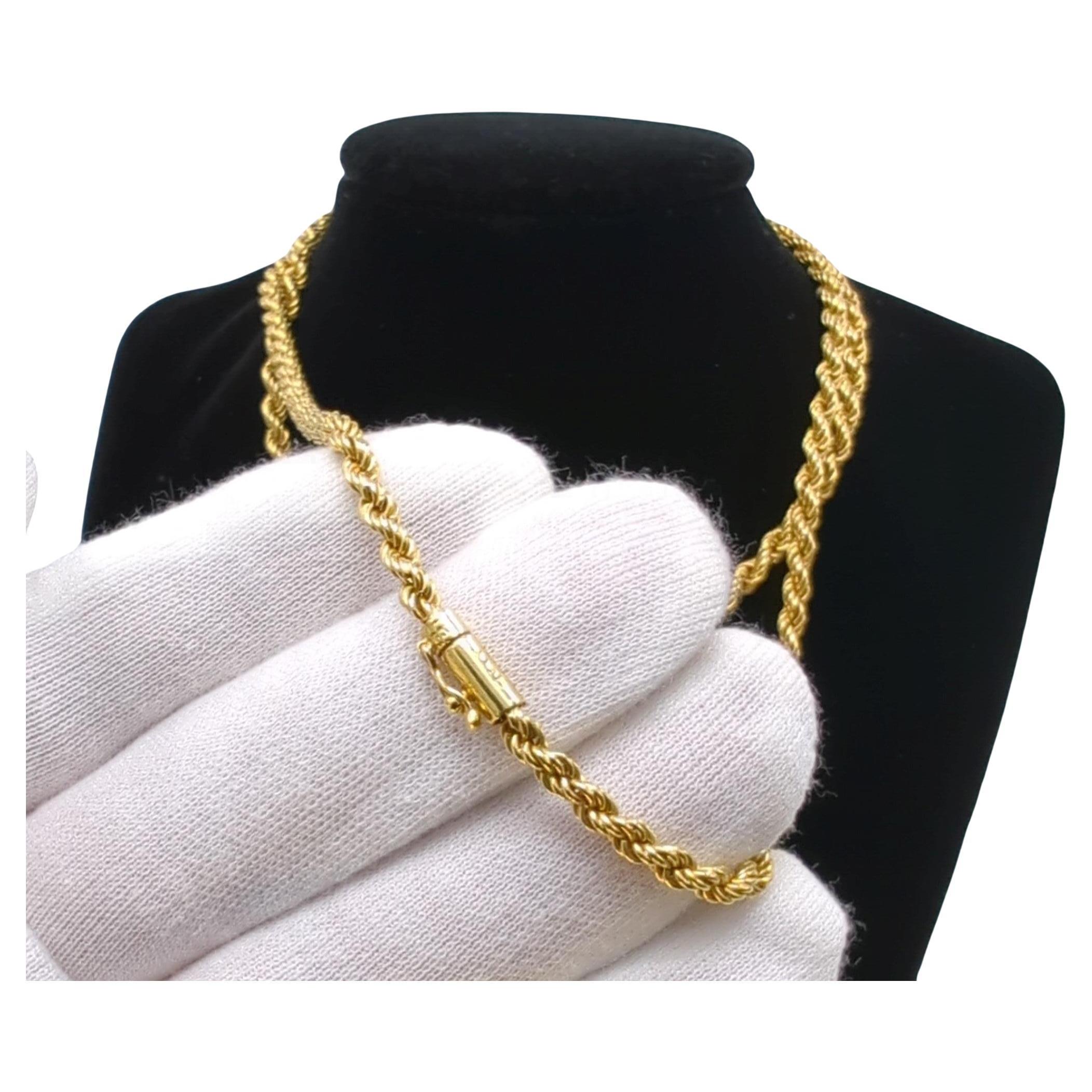 720 Marked (14-18K) Designer 3,5mm Durchmesser Gelbgold Seil Kette Halskette 27