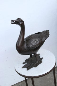 19th Century Japanese Bronze Duck 14.5"