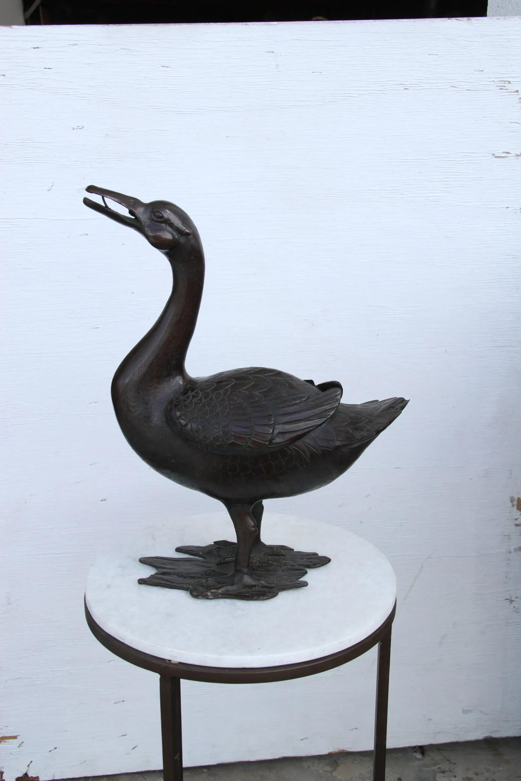 Asian 19th Ming Chinese Bronze Duck For Sale