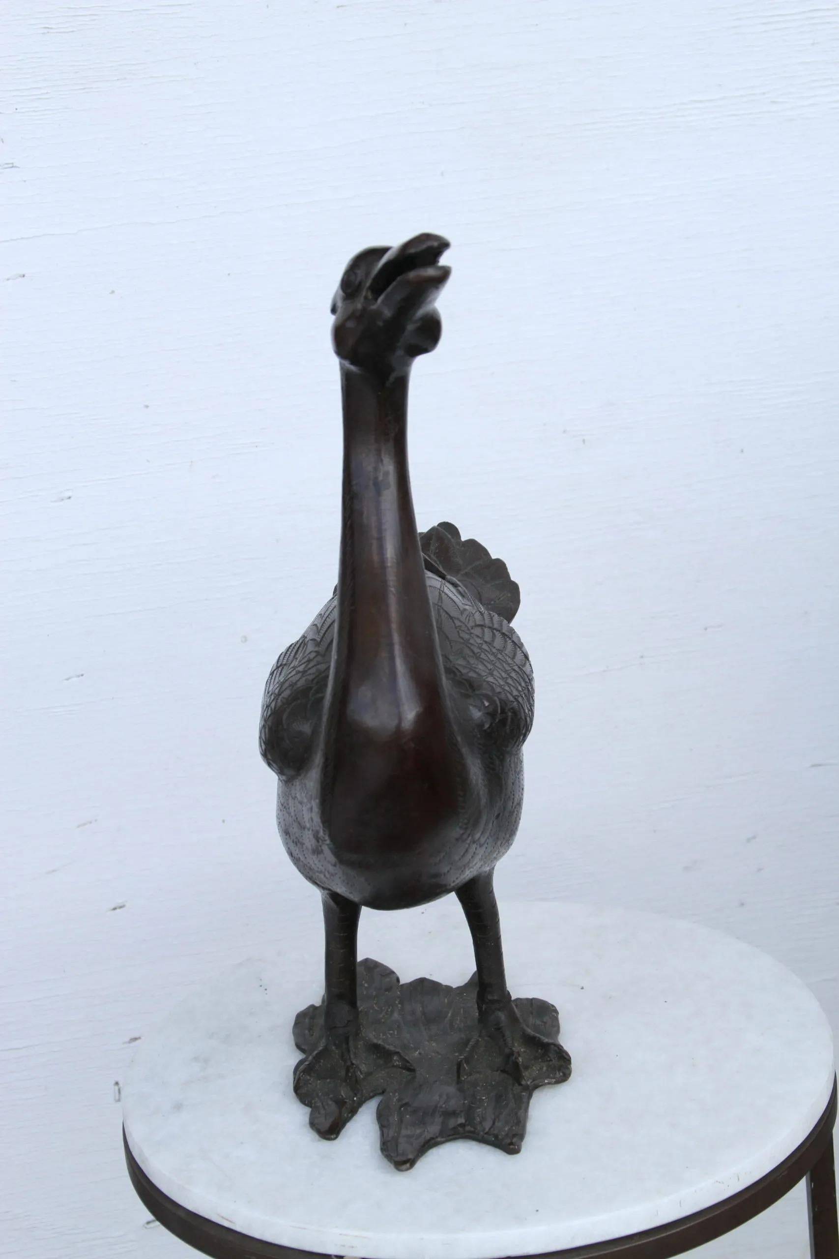 Cast 19th Ming Chinese Bronze Duck For Sale