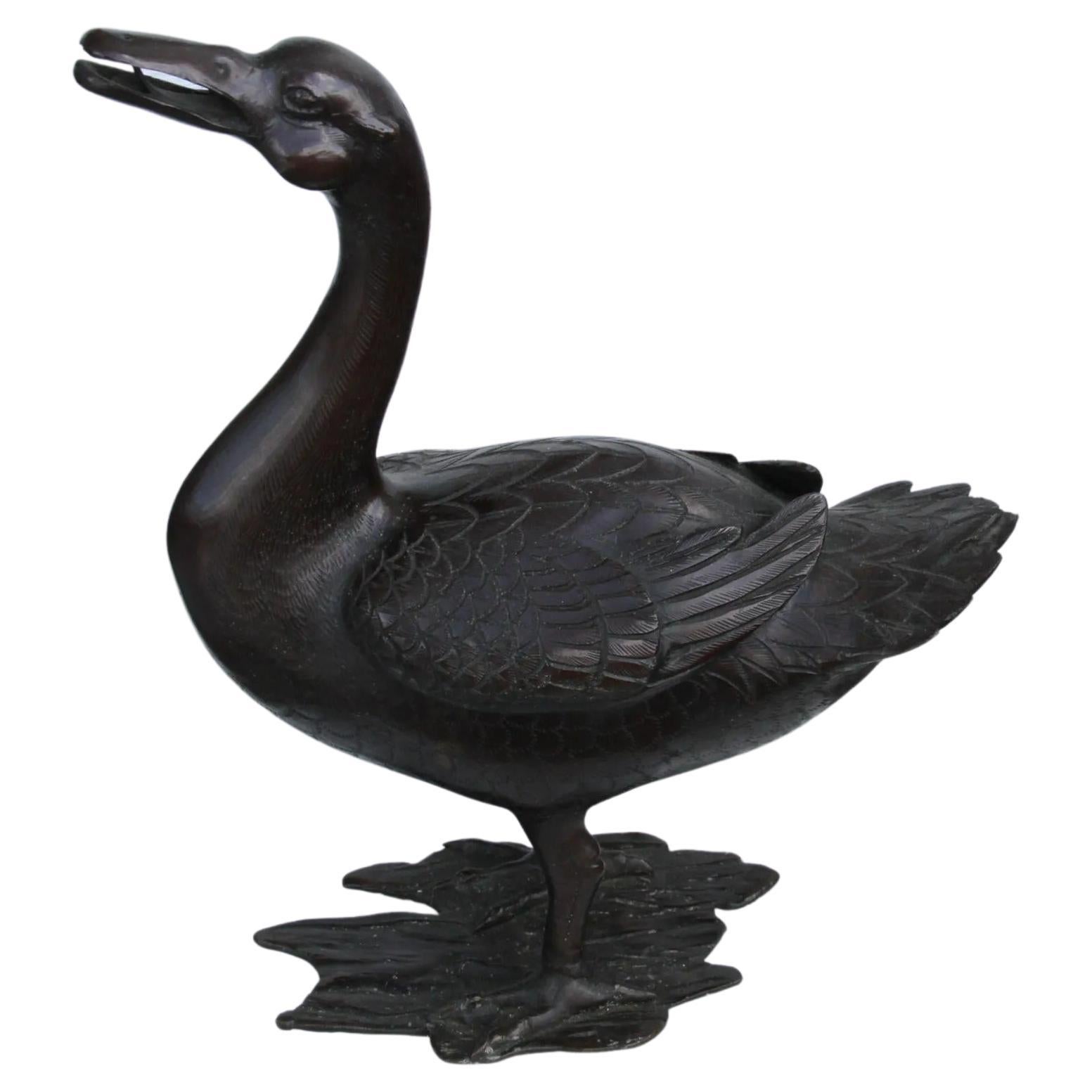 Duck chinois en bronze du 19ème siècle de Ming